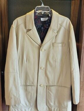 Wilsons M. Julian 90s Minimalist Light Tan Leather Car Coat Large